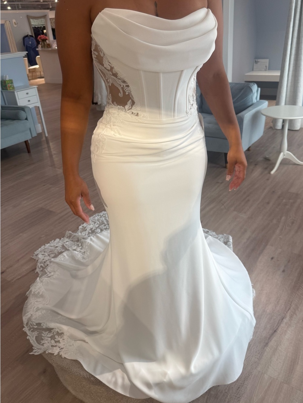 Strapless White Mermaid Wedding Dress with Lace Corset